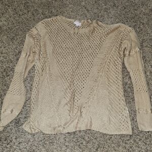 Pulse Beige Open-Knit Long Sleeve Sweater